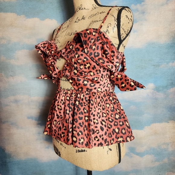 Rebecca Taylor Leopard Bow Top - Picture 4 of 15